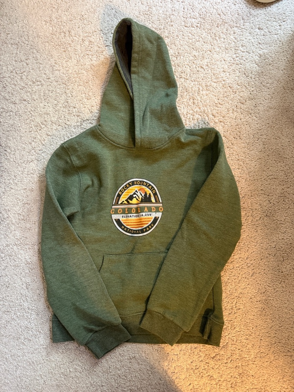 Colorado Rocky Mountain Olive Green Hooded Sweatshirt